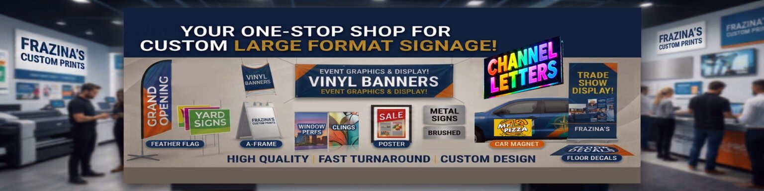 Decals, window perfs, Vinyl banners, posters, metal signs